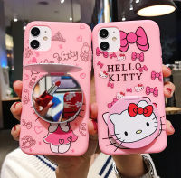 สำหรับ OPPO A15 A15s A32 A33 A52 A53 A54 A55 A72 A91 A92 A93 A94 F15 F17 Pro F19 Pro Reno 4F Reno 5F น่ารัก Hello Kitty กระจกโทรศัพท์กรณี TPU ปกหลัง