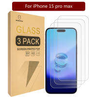 Mr.shield [3-Pack] ตัวป้องกันหน้าจอสำหรับ 15 Pro Max [6.7นิ้ว] [กระจกนิรภัย] [Japan Glass 9H Hardness] ตัวป้องกันหน้าจอ