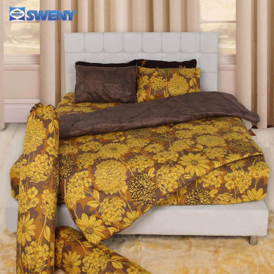 SWENY ชุดผ้าปูที่นอน ลายดอกไม้ รัดมุม 5ฟุต ขนาด5x6.5ฟุต Microtex พิมพ์ลาย ผ้าปูที่นอน ชุดเครื่องนอน