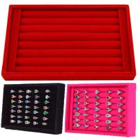 Jewelry Storage Box Red Velvet Jewellery Tray Case Earring Drawer Organizer Ring Display Bracelet Holder Showcase Stackable