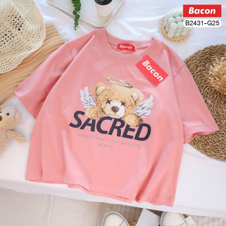 เสื้อแฟชั่น-ครอปน่ารัก-ลาย-ตุ๊กตาหมีติดปีก-sacred