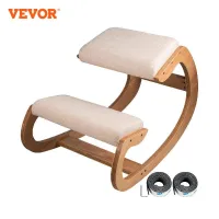 VEVOR ม้านั่งเก้าอี้สำหรับนั่งคุกเข่าไม้โยกเก้าอี้คอมพิวเตอร์เหมาะกับสรีระศาสตร์ Pembenar Postur เบาะหนาบ้านออฟฟิศเฟอร์นิเจอร์เดิม