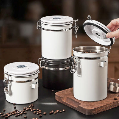 สแตนเลส Airtight กาแฟคอนเทนเนอร์เก็บกระป๋องชุด Scoop สำหรับเมล็ดกาแฟชา Nut สูญญากาศ Jar กาแฟ Can