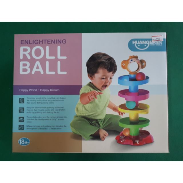 ของเล่นเสริมทักษะ-kids-toy-enlightening-roll-ball-ลูกบอลรางสไลน์หน้าลิง-ถูกที่สุด-ลด-30