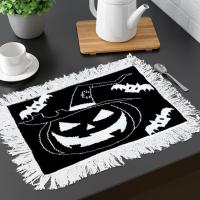 Halloween Party Pumpkin Bat Placemat Family Tablecloth Table Mat Potholder Halloween Party Decorations Kitchen Bar Coaster