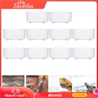 Zecetim 10pcs Acrylic สัตว์เลื้อยคลานแมงมุมแอ่งน้ำอ่างอาหารสัตว์เลื้อยคลานชามอาหารชามอาหารอ่าง