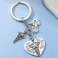 Doctor Keychain Stethoscope Ambulance Heartbeat Pharmacist Key Ring Key Chains Nurse Gifts DIY Jewelry