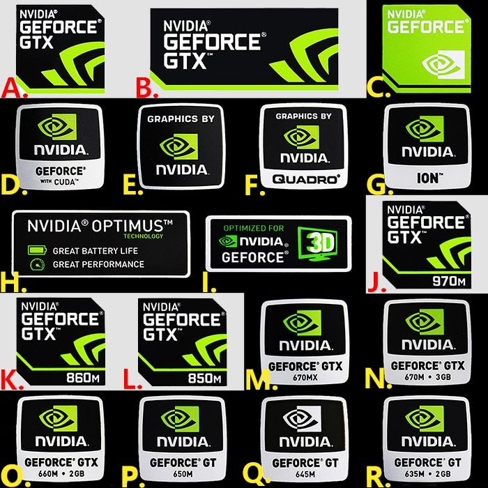 Special NVIDIA GTX GEFORCE 970m 860m QUADRO Sticker Label decal For ...