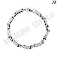 ANGELINO RUFOLO Bracelet ดีไซน์ Edge Chain สร้อยข้อมือผู้ชาย Stainless Steel 316L(สแตนเลสสตีล)คุณภาพเยี่ยม สีเงิน