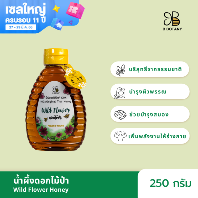 น้ำผึ้งดอกไม้ป่า 250g ตรา B BOTANY น้ำผึ้งแท้ 100% น้ำผึ้งเดือน 5 บริสุทธิ์ น้ำผึ้งขวดบีบ ขวดเล็ก