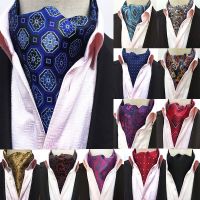 2019 British Vintage Jacquard Men 39;s Silk Cravat Ascot Ties Gentlemen Wedding Party Ties Formal Dress Gifts for Men