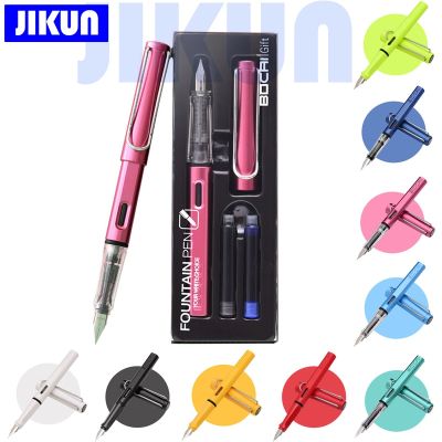 ZZOOI JIKUN High Quality Fountain Pen Set With Disposable Blue And Black Ink Cartidge Rechargeable Refills Ink School Office Pens