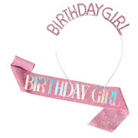 [In stock] ตัวอักษร BIRTHDAY GIRL ที่คาดผมสาววันเกิดปาร์ตี้วันเกิดสายคล้องไหล่กลิตเตอร์สีสันสดใส