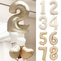 40 inch Brown Beige Cream Number Balloons 1 2 3 4 5 6 Baby Birthday Number Foil Balloon Cream Beige Air Helium Baloon Balloons