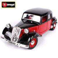 Bburago 1:24 1938ซีตรอง15 CV TA แบบจำลองรถยนต์คลาสสิกของเล่นโลหะขึ้นรูปของขวัญสำหรับเด็กของสะสมจำลองโมเดลรถย้อนยุค