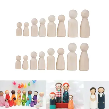 50Pcs Unfinished Wooden Peg Dolls Wooden Figures Decorative Peg