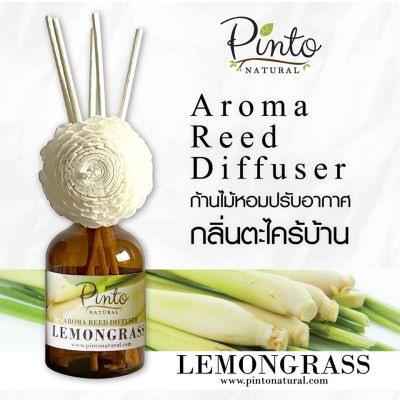 Pinto Natural Aromatic Reed Diffuser ก้านไม้หอมปรับอากาศ กลิ่นตะไคร้บ้าน Lemongrass ขนาด 50ml. และ 100ml.