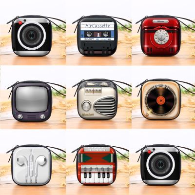 Creative Tinplate Coin Purse Fashion Kids Square Wallet Retro Tape Camera New Earphone Box Candy Bags for Wedding Christmas Gift