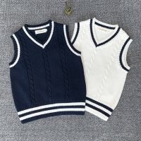 School Uniform Autumn Childrens Vest Sweater Kids Knitted Pullover Outerwear Coat For Teen Boys Girls 3-14 Years Waistcoat