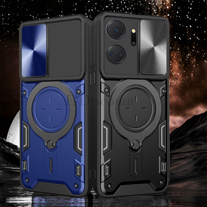 เคสโทรศัพท์ใหม่สำหรับ-honor-x7a-ฝาครอบ-พับได้มีแท่นวางหมุนได้360องศาปกป้องกล้องแบบเลื่อนยากกันกระแทกสำหรับเคส-honor-x7a