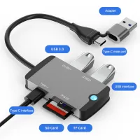 USB C ฮับ OTG การ์ดรีดเดอร์ SD แฟลชไดร์ฟหน่วยความจำอัจฉริยะเครื่องอ่านบัตรหลายพอร์ตพร้อมพอร์ตการ์ดความจำสำหรับอุปกรณ์คอมพิวเตอร์ Macbook