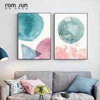 บทคัดย่อ Pink n Blue Blocks รวมโปสเตอร์ภาพวาดผ้าใบพิมพ์ภาพผนังศิลปะสำหรับห้องนั่งเล่นห้องนอน Girls Room Studio