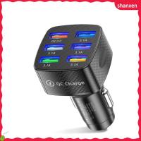 SHANXEN อุปกรณ์ชาร์จเร็ว75W ที่ชาร์จแบตในรถ PD 6พอร์ตอะแดปเตอร์ USB