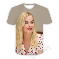 Margot Robbie 3D พิมพ์สบายๆเสื้อยืด Hip Hop Tee เสื้อ Harajuku สไตล์ Tops เสื้อผ้าแฟชั่นสำหรับผู้หญิง/ผู้ชาย T02