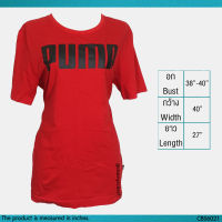 USED Puma - Red Logo T-Shirt | เสื้อยืดสีแดง สีดำ ลายโลโก้ แขนสั้น คอกลม ทรงใหญ่ กีฬา สีพื้น สายฝอ สาวอวบ แท้ มือสอง