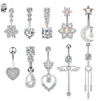 【CW】 1pc Reversed Barbell Belly Piercing Umbigo 14G Surgical CZs Jewelry