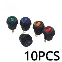 10pcs on off waterproof vehicle boat switch round switch SPST 3pin rocker switch 6A 10A 250V 125V AC LED