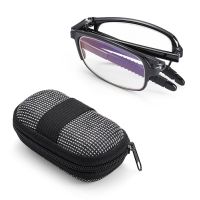 Strength 1.0x 4.0x Compact Portable Eyewear Reading Glasses Presbyopic Glasses Folding with Zipper Case