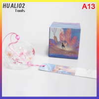 HUALI02 1ชิ้น1ชิ้นสุดสร้างสรรค์สไตล์ญี่ปุ่นโมบายกระดิ่งลมแขวนทำจากแก้วลายดอกชบา