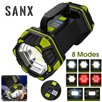 SANX ไฟ LED แคมป์ปิ้ง,ไฟทำงานกลางแจ้งเต็นท์ไฟฉายมือถือชาร์จ USB กันน้ำไฟค้นหา