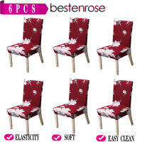 Bestenrose 6ชิ้นยืดยืดหยุ่นผ้าคลุมเก้าอี้ล้างทำความสะอาดได้ครัวเก้าอี้รับประทานอาหารค่ำที่บ้านกันเพรียง