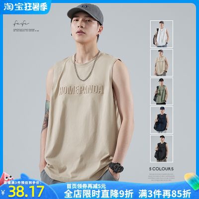 original FAFC Summer Cotton Cut Sleeve Vest Mens American Fashion Brand Loose Casual Basketball Sports Sleeveless T-Shirt Vest