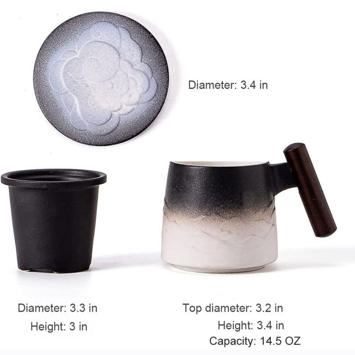 แก้วกาแฟถ้วยชาแก้วโบราณเซรามิกพร้อมที่กรองถ้วยน้ำฝาปิดขวดน้ำหมักด้ามไม้ของขวัญส่วนตัว-nmckdl