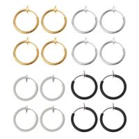 4Pcs Clip on Fake Earrings Hoop Non-pierced Nose Rings Lip Ear Clip Body Jewelry