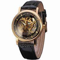 ❆☒◕ WINNER Watches Women Mechanical Watch Top Brand Luxury Golden Skeleton Leather Strap Elegant Ladies Hand Wind Wristwatch