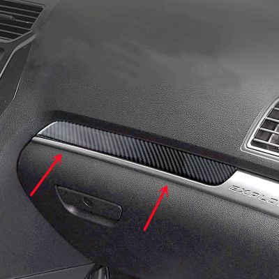 ♝♗ Carbon Fiber Stickers Car Copilot Glove Storage Box Modification Cover Trim Strips For Ford Explorer 13-19 Car Inner Accessories