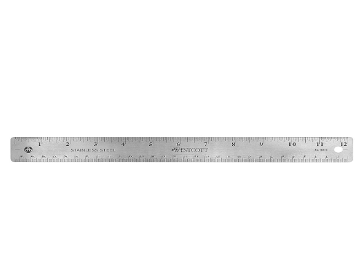 Westcott 10415 Stainless Metal Ruler with Non-Slip Cork Base, 12-Inch