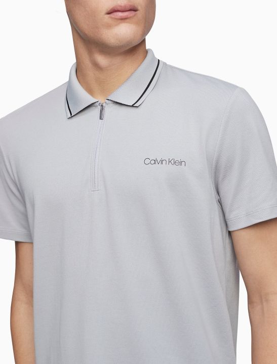 Áo Polo Nam Calvin Klein Move 365 Zip Polo Shirt Light Grey 