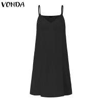 Vonda ผู้หญิง oversize แขนกุดสายหลวมเสื้อชุด sundress Cami สลิปเดรส