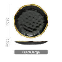 Nordic Ceramic Dinner Plates Fruit Salad Dessert Plates Black Porcelain Dishes Plates Sets Party Round Dinnerware Decorative