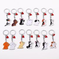 Fashion Pet Memorial Keychain Dog Pendant White Maltese Animal Bell Enamel Keyring Women Bag Jewelry Girls Heart Charm Key Chains