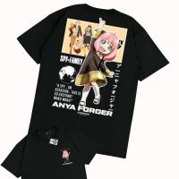 เสื้อยืดลำลองฤดูร้อน เสื้อยืด ANYA FORGER SPY X FAMILY V5 Kaos Anime HITAM เสื้อยืดคอตตอนฤดูร้อน S-5XL