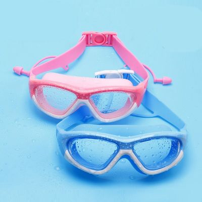 HD childrens Swimming Goggles Boy And Girl anti-fog Swimming Glasses Large Frame Goggles Comfortable Silicone Attached Ear Plug Accessories Accessori