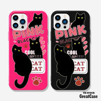 9D GLASS - Cat พิมพ์ลายกราฟิตี้ ใช้กับ เคสไอโฟน เคสไอโฟน11 12 14 เคสโทรศัพท์ เคสไอโฟน 13/12/14 Plus Pro Max 8/7 Plus X/XR/XS/XS MAX นิ่มกันกระแทก