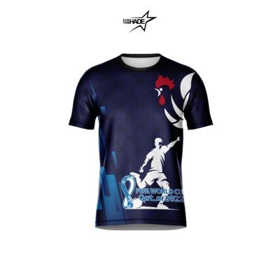 เสื้อยืด พิมพ์ลายฟุตบอล France Qatar World Cup 2022 สไตล์ฝรั่งเศส