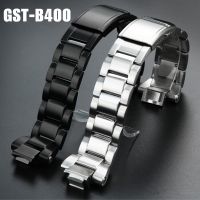 ❉ สายสแตนเลสแข็งสำหรับ Casio G-SHOCK หัวใจเหล็ก GST-B400 Series สายนาฬิกาข้อมือผู้ชายโลหะพับหัวเข็มขัดสายรัดข้อมือ